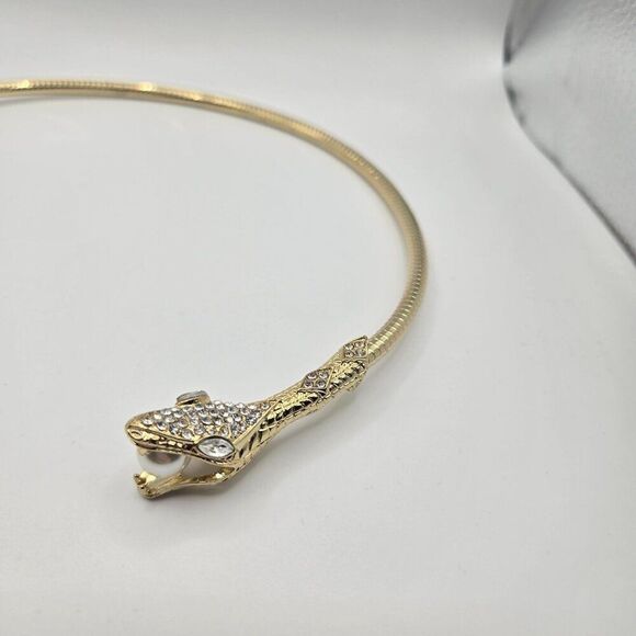 Thalia Sodi Necklace Choker Gold Tone snake Serpent Crystals - Picture 6 of 10